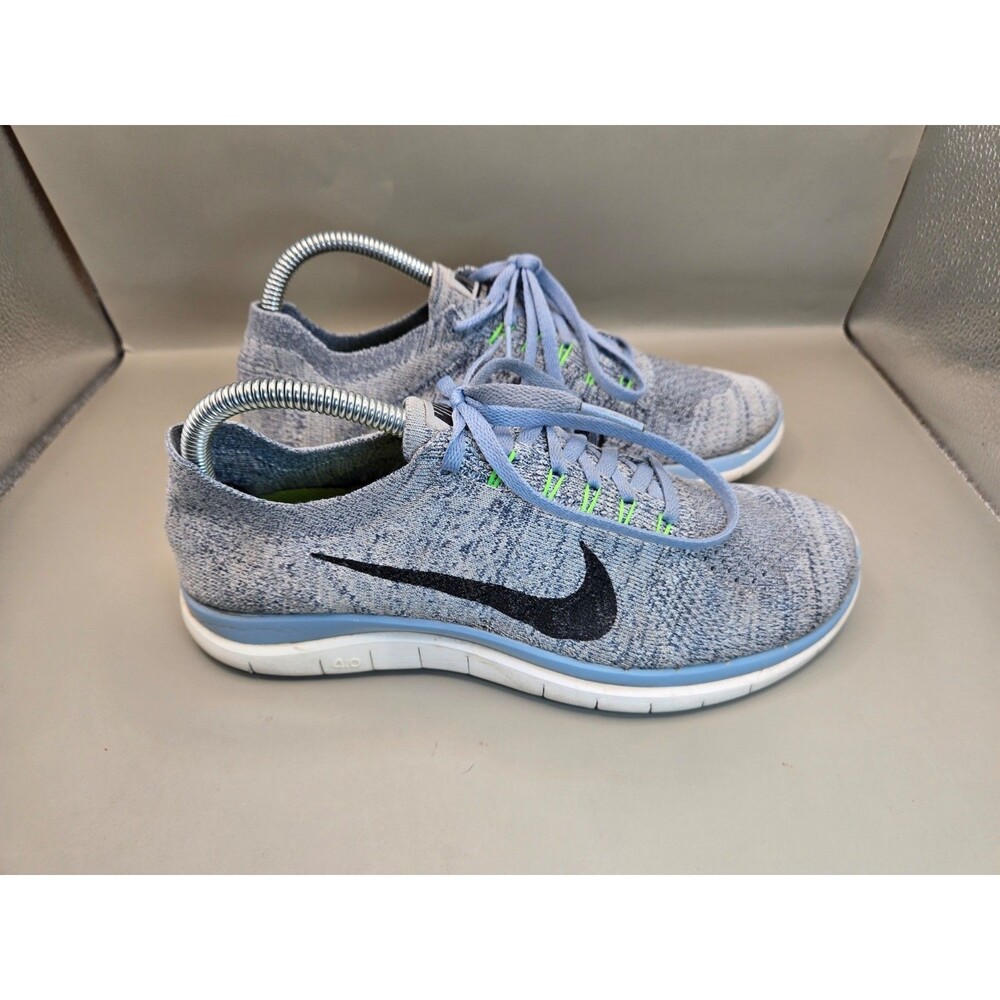 Nike Free 4.0 Flyknit Shoes Women's 8.5 Blue Copa Road Running Athletic Sneakers